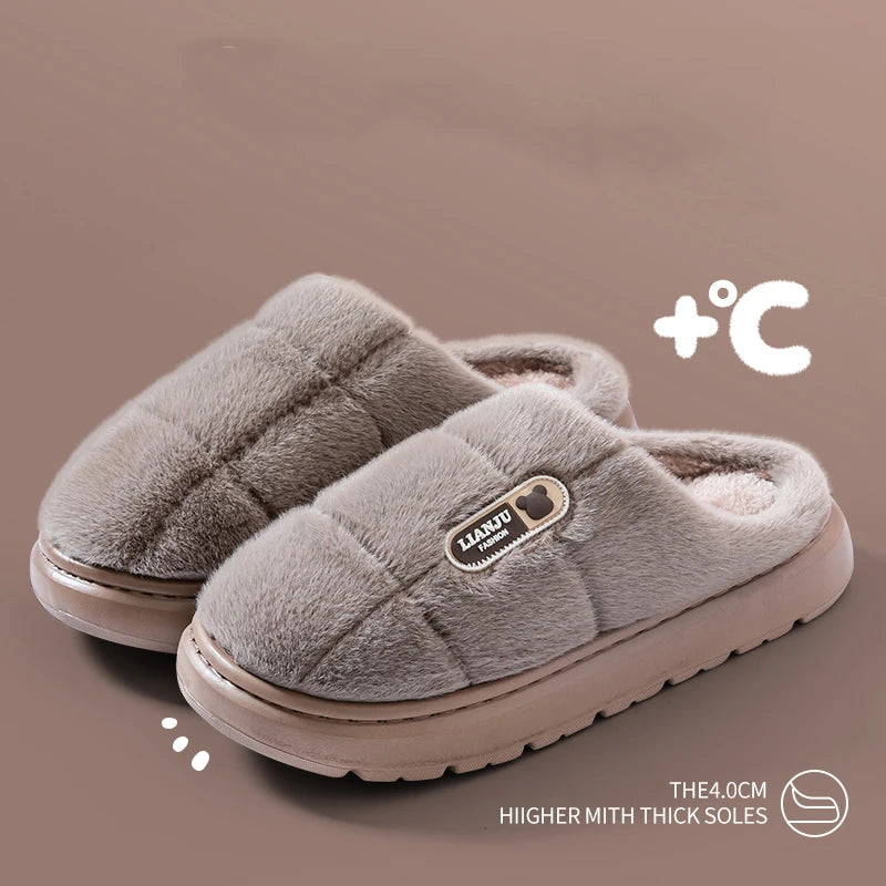 Big Size 50 51 Winter Slippers Women Men Thick