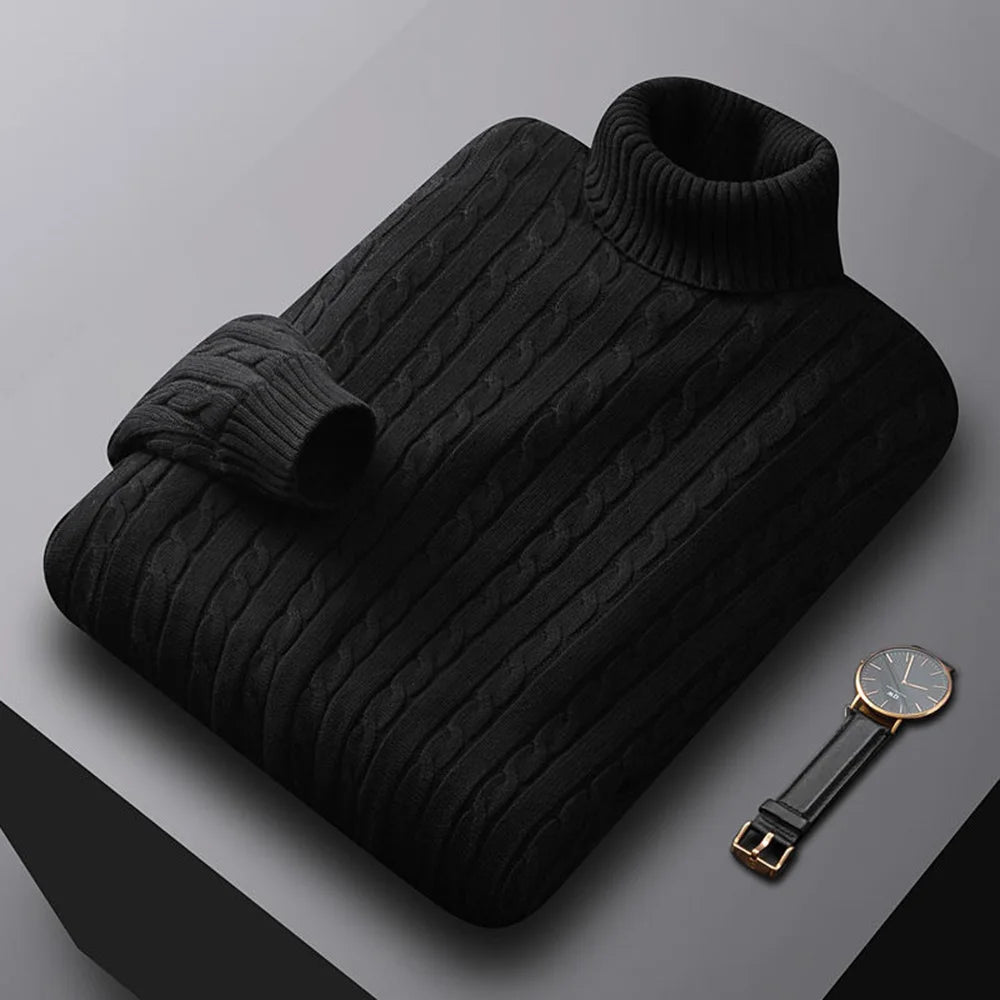 Men's Turtleneck Sweater Solid Color High Neck Pullover