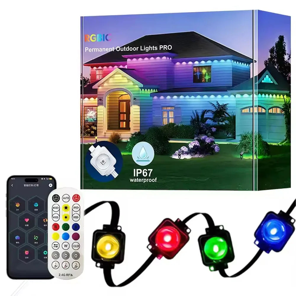 300FT Permanent Outdoor RGB Lights IP67 Waterproof