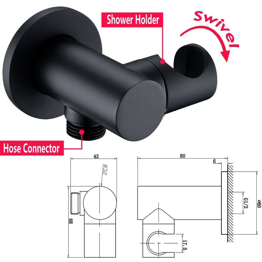 Black Shower System Set Bathroom Faucet Mixer Diverter