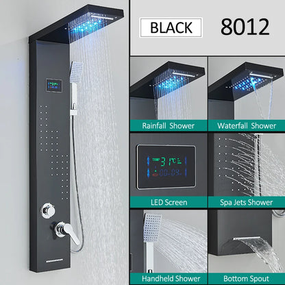 LED Shower Panel Tower System Rain Waterfall