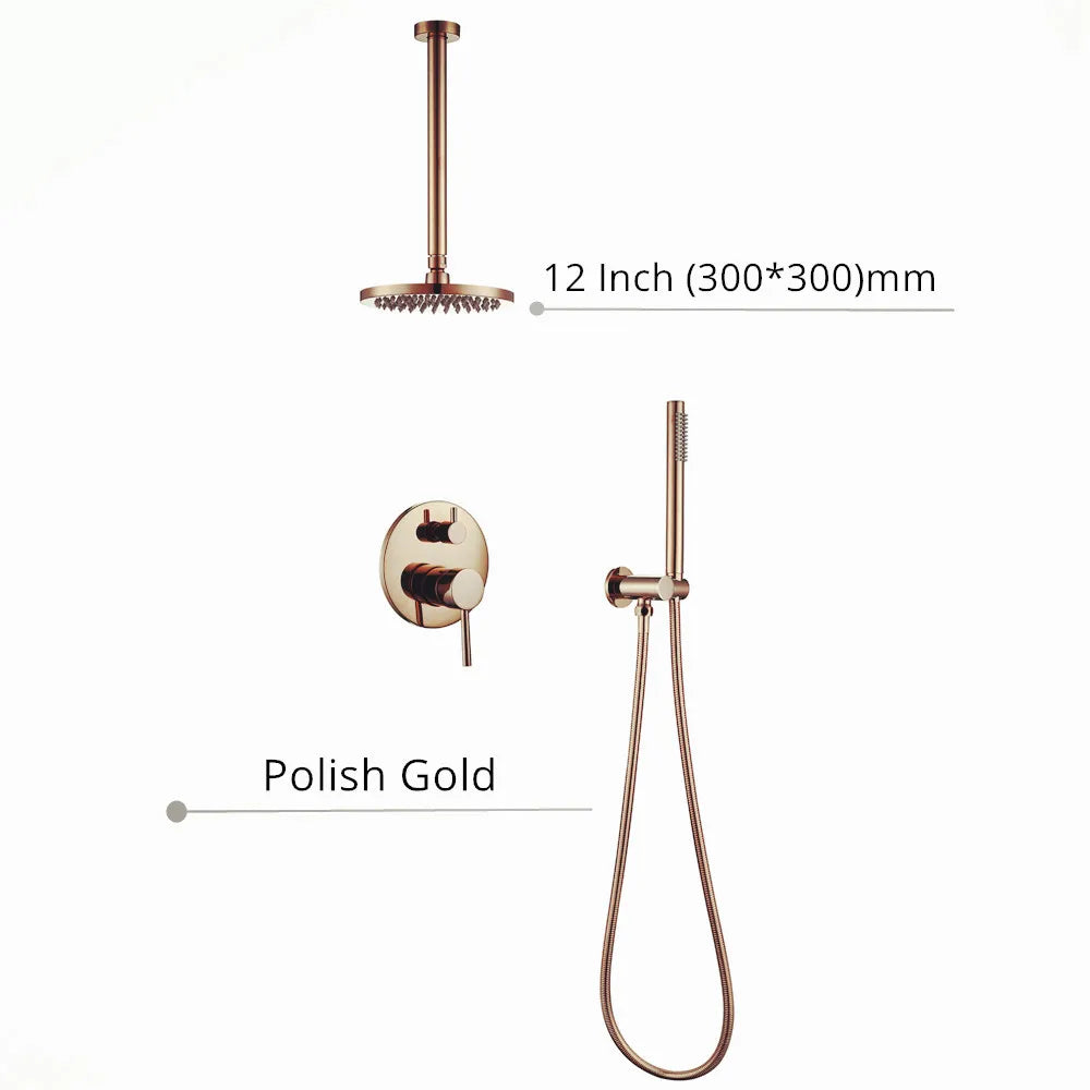 Black Shower System Set Bathroom Faucet Mixer Diverter