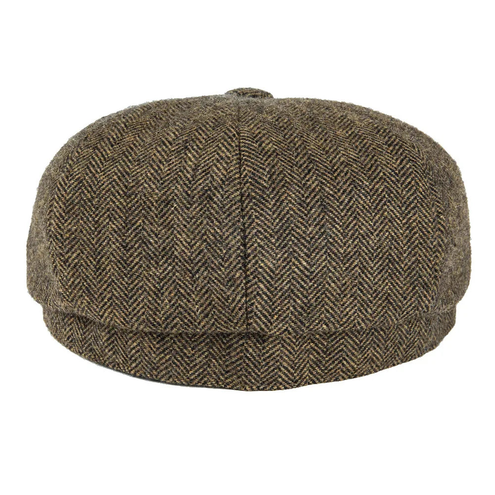 Wool Tweed Newsboy Cap Herringbone