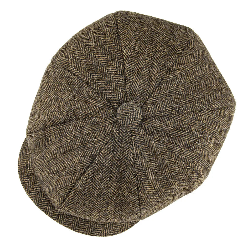 Wool Tweed Newsboy Cap Herringbone