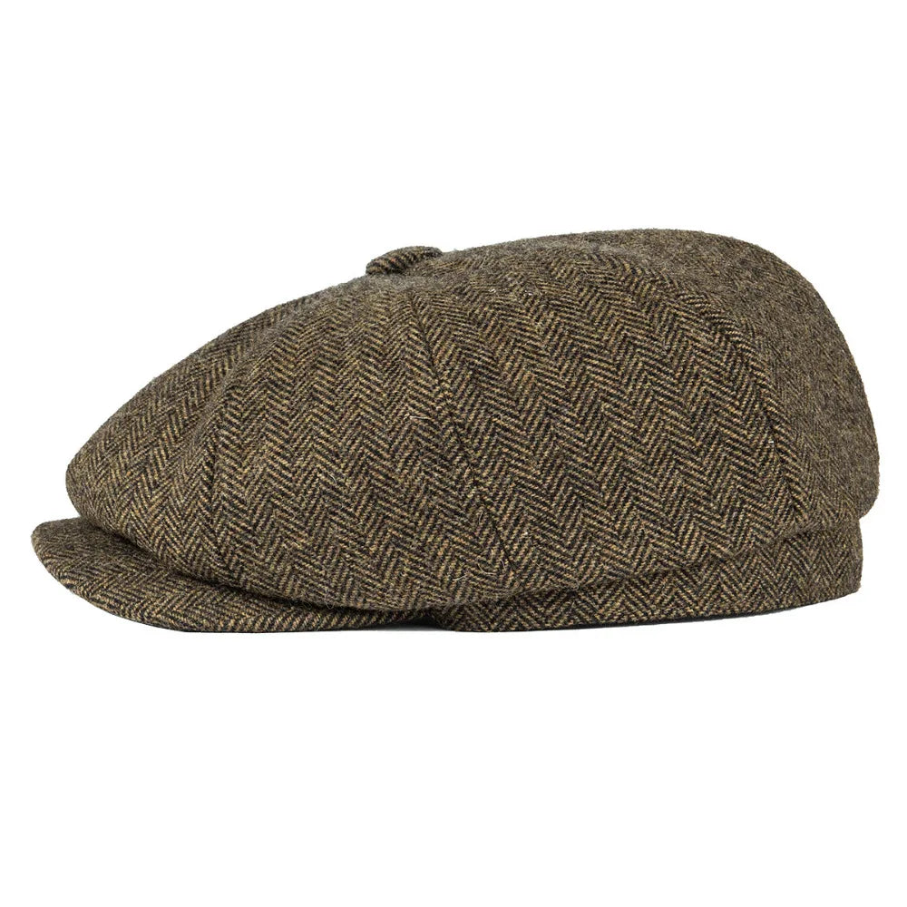 Wool Tweed Newsboy Cap Herringbone