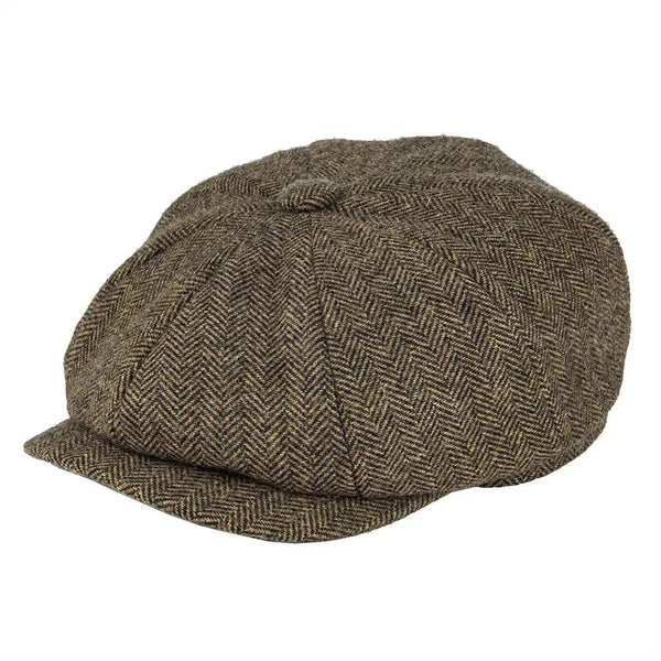 Wool Tweed Newsboy Cap Herringbone