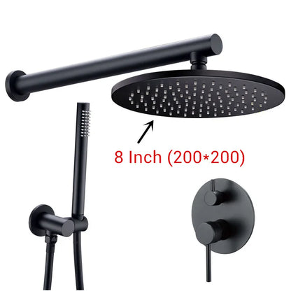 Black Shower System Set Bathroom Faucet Mixer Diverter