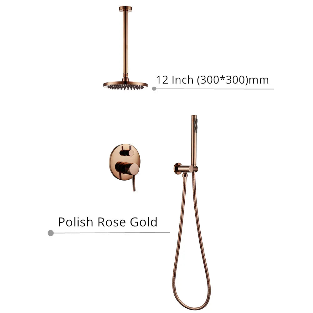 Black Shower System Set Bathroom Faucet Mixer Diverter