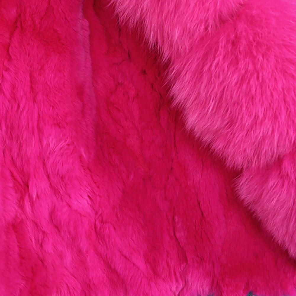 winter denim jacket with large fur collar
