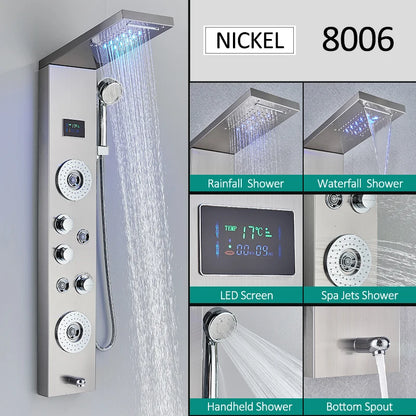 LED Shower Panel Tower System Rain Waterfall