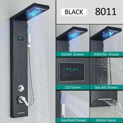LED Shower Panel Tower System Rain Waterfall