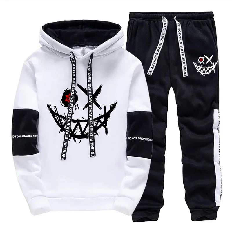 Mens Tracksuit Printed Single Piece Sweatshirts Sweatpants