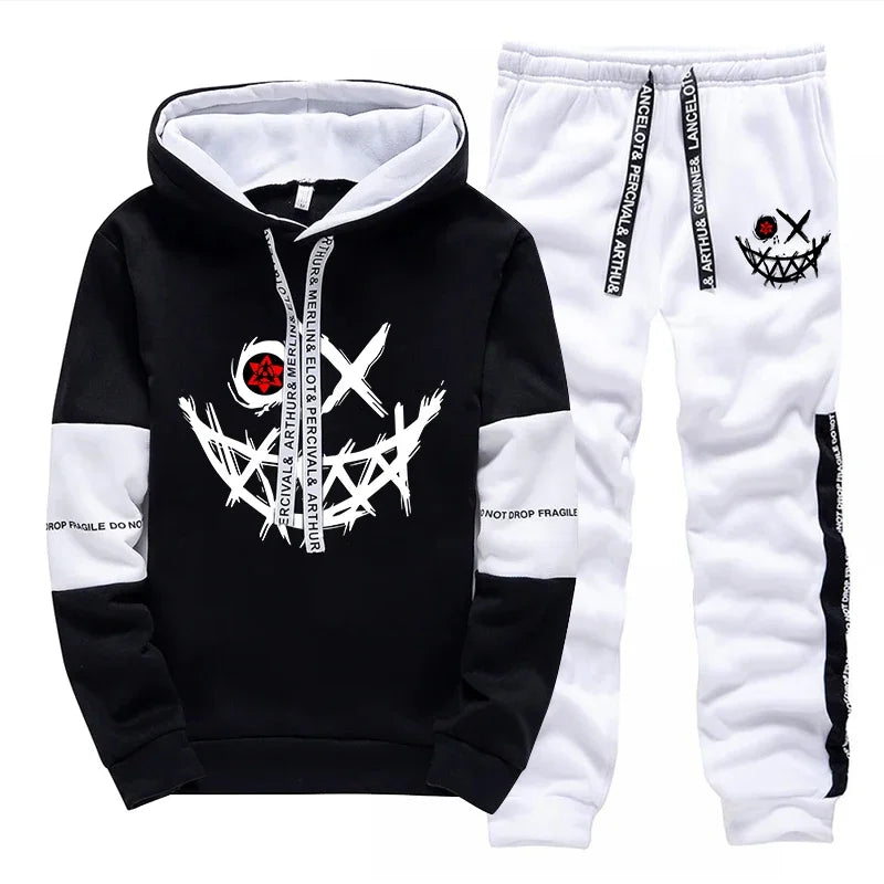 Mens Tracksuit Printed Single Piece Sweatshirts Sweatpants