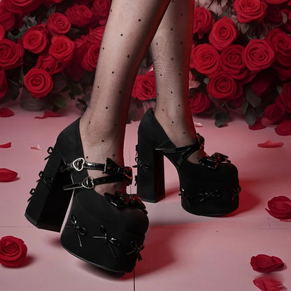 Mary Jane Heels Black Platform Chunky Heels