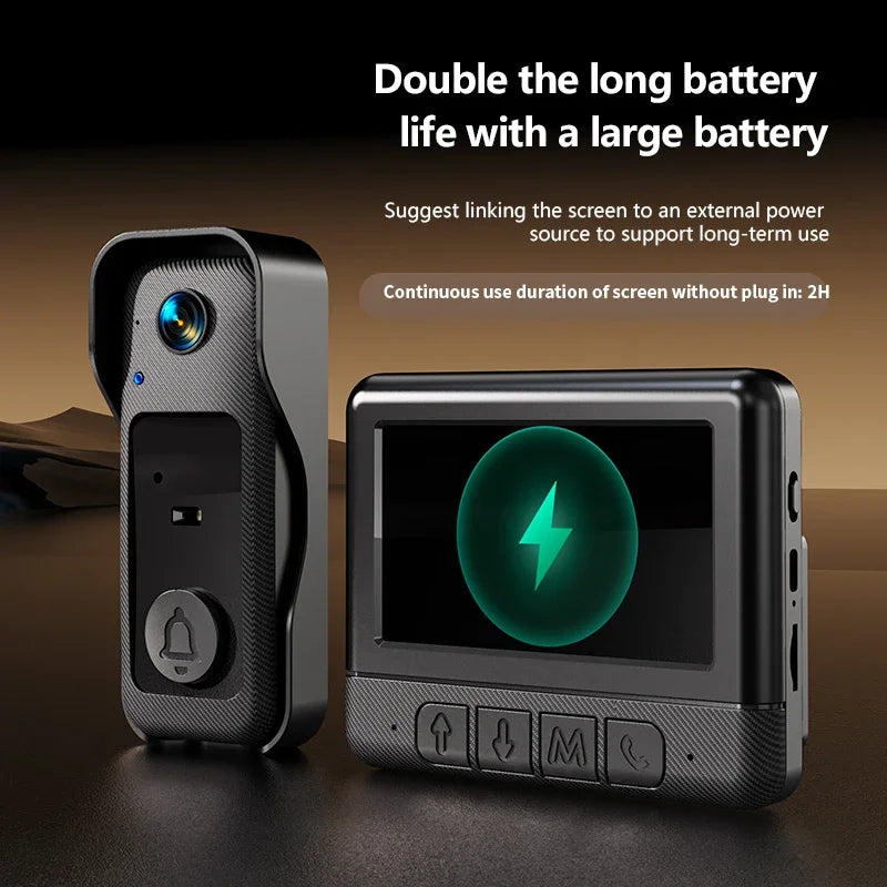 4.3'' IPS Screen Video Doorbell 2.4G Wireless Bell Night Vision