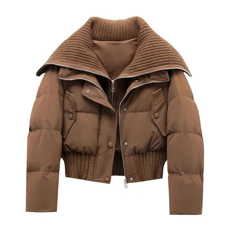 Autumn Winter Women Fake Two Pieces Padded Jacket
