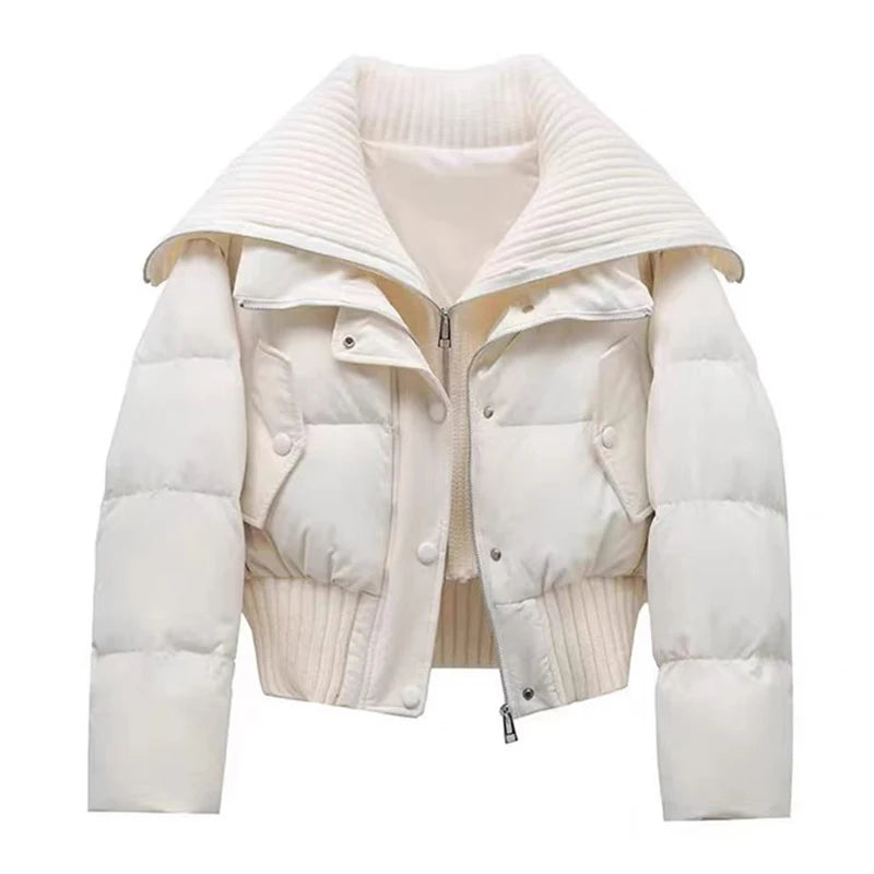 Autumn Winter Women Fake Two Pieces Padded Jacket
