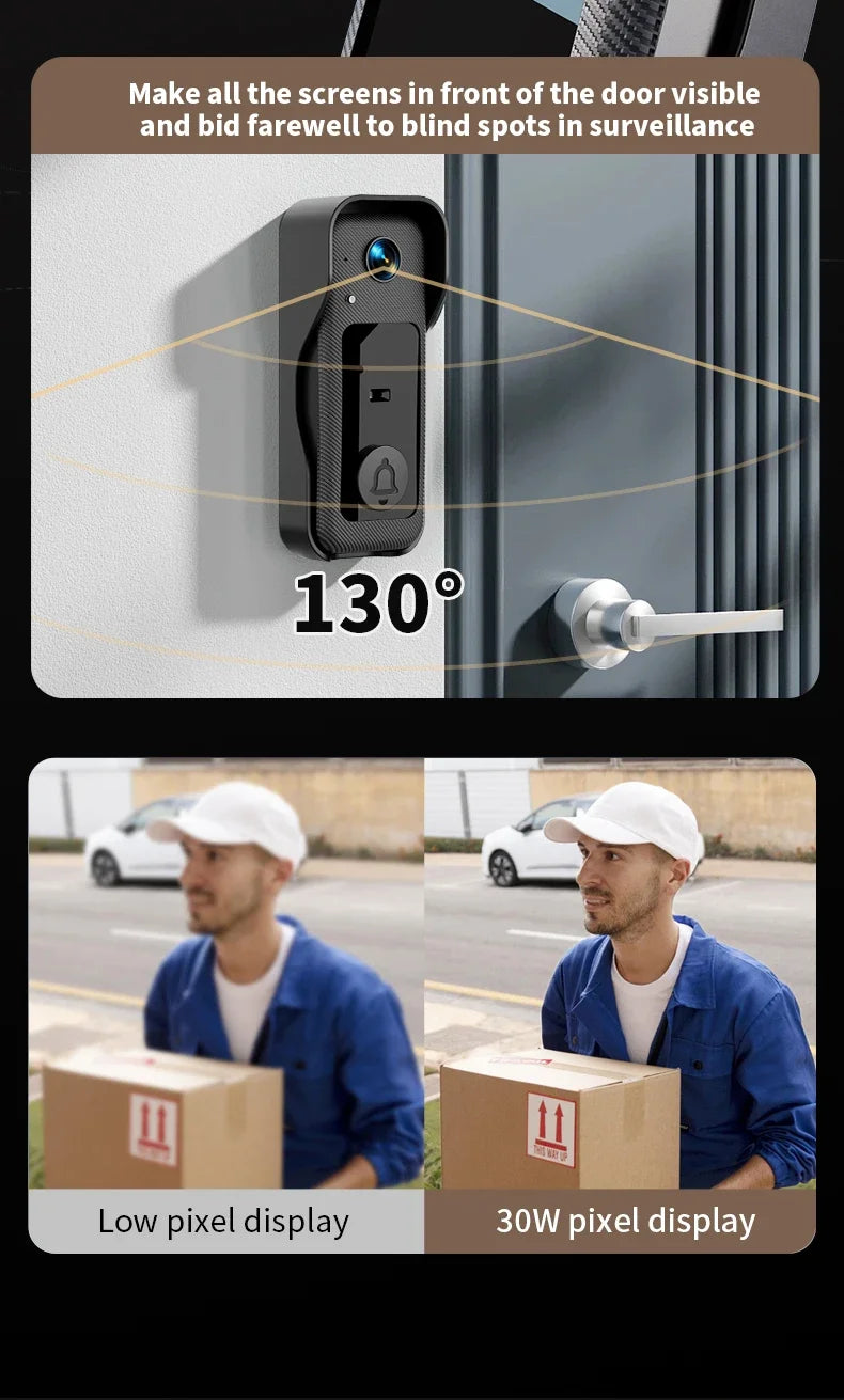 4.3'' IPS Screen Video Doorbell 2.4G Wireless Bell Night Vision