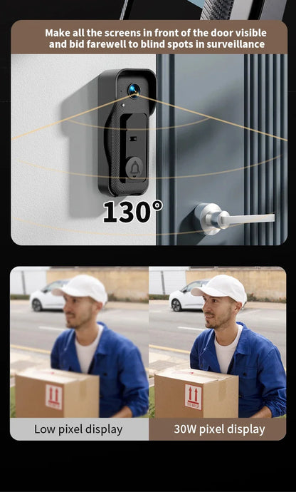 4.3'' IPS Screen Video Doorbell 2.4G Wireless Bell Night Vision