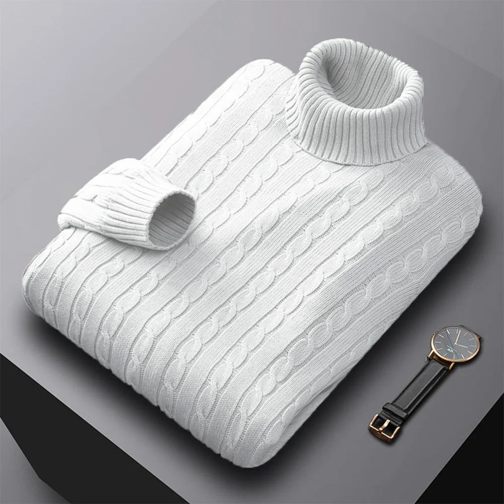 Men's Turtleneck Sweater Solid Color High Neck Pullover