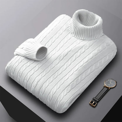 Men's Turtleneck Sweater Solid Color High Neck Pullover