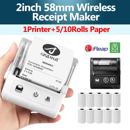 Mini Receipt Printer Mobile Portable Ticket Bill Wireless Bluetooth USB