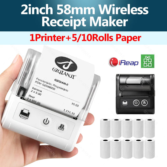 Mini Receipt Printer Mobile Portable Ticket Bill Wireless Bluetooth USB