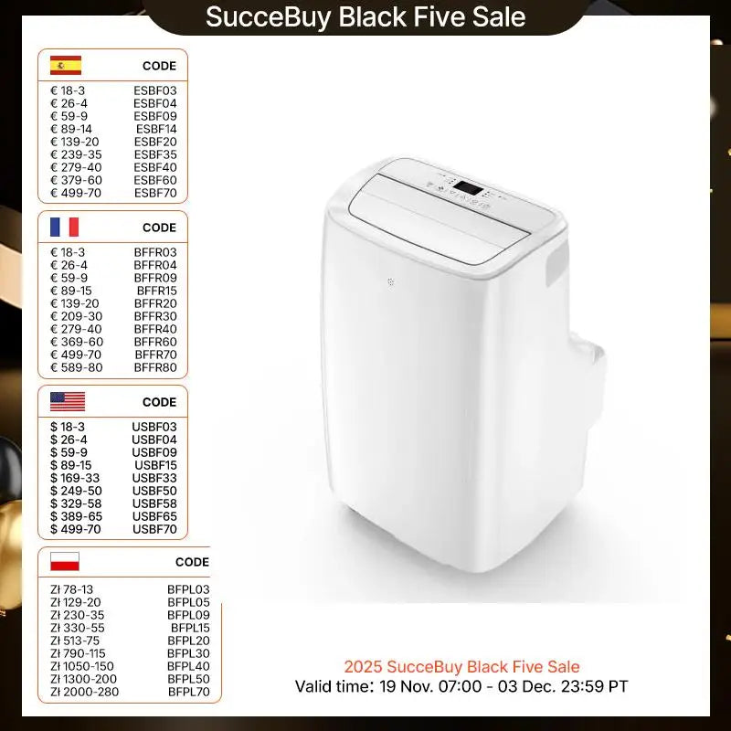 SucceBuy 12,000 BTU Portable Air Conditioners 3-in-1