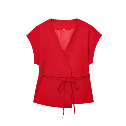 Fashion Women's Trouser Suits Sleeveless V-Neck