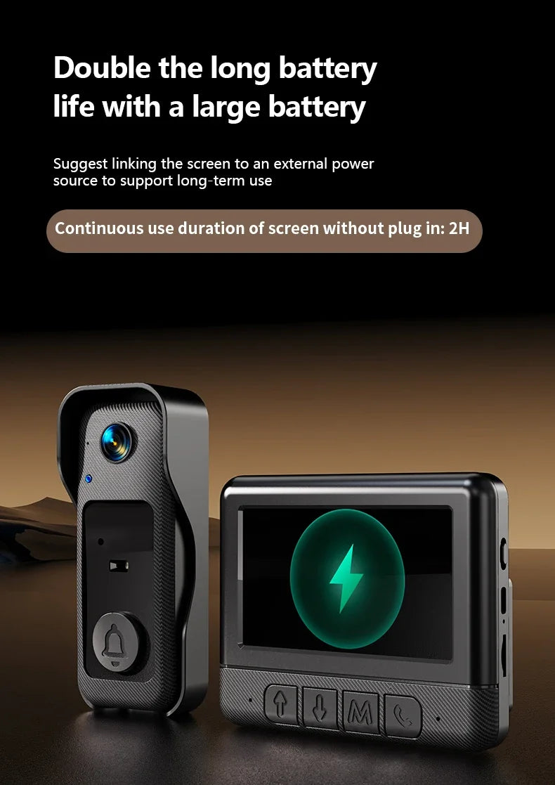 4.3'' IPS Screen Video Doorbell 2.4G Wireless Bell Night Vision