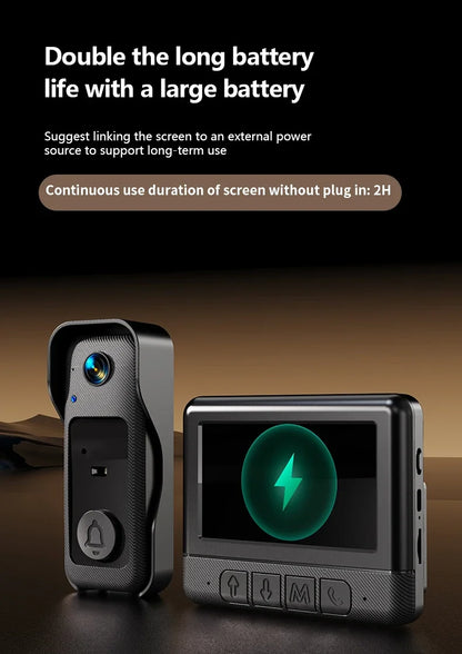 4.3'' IPS Screen Video Doorbell 2.4G Wireless Bell Night Vision