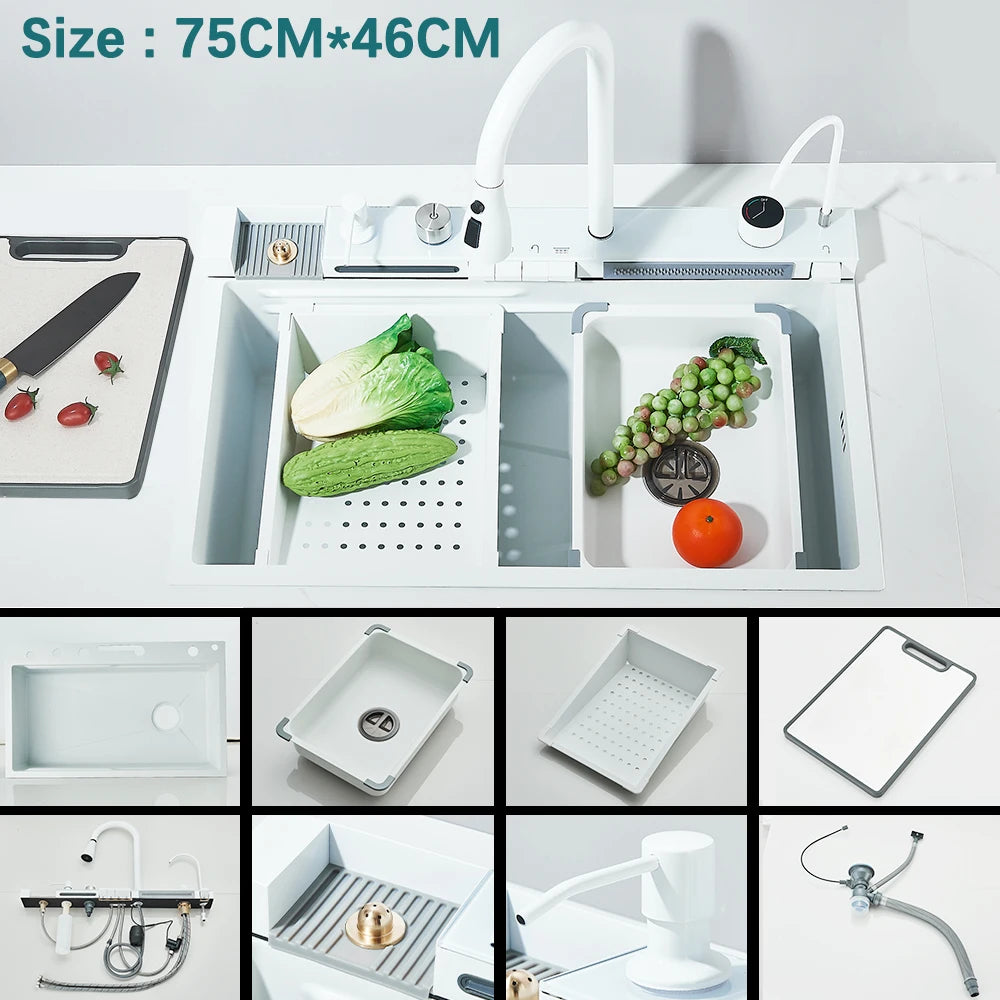 Multifunctional Kitchen Waterfall Sink Digital Display