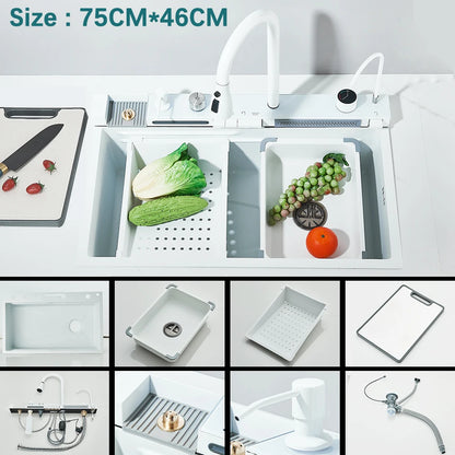 Multifunctional Kitchen Waterfall Sink Digital Display