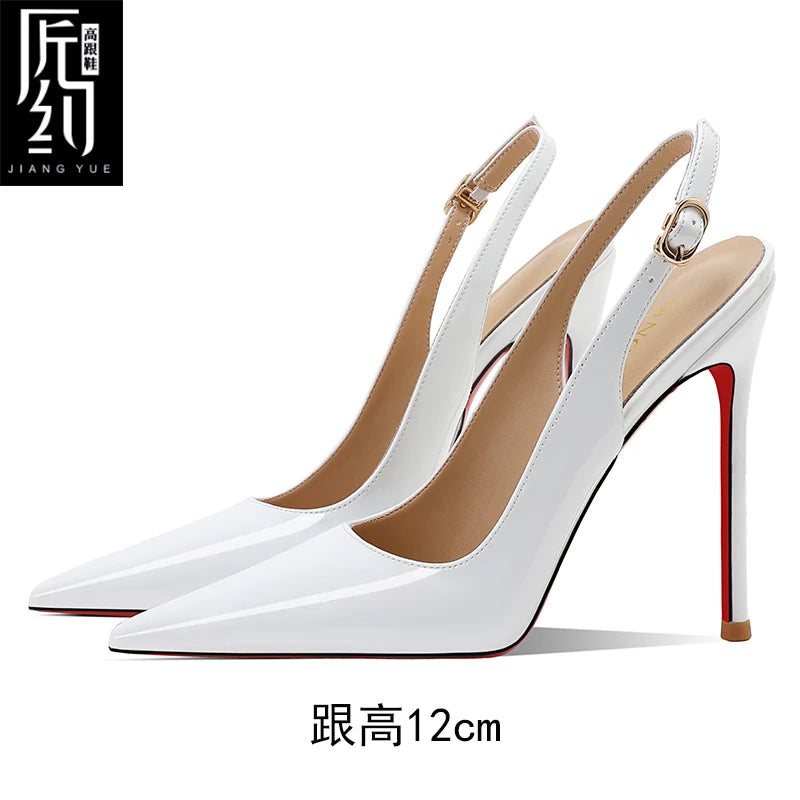 Women Heeled sandals Red Shiny Bottoms Naked color luxury Brand