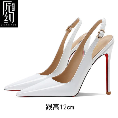 Women Heeled sandals Red Shiny Bottoms Naked color luxury Brand