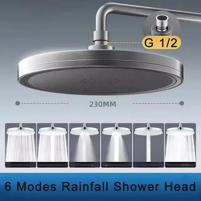 230mm Big Panel Showerhead 6 Mode Supercharge Rainfall Shower