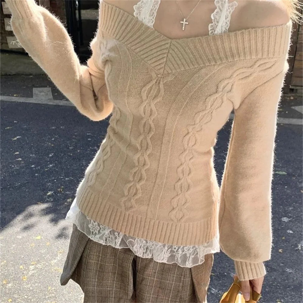 Fashion Vintage V-neck Knitted