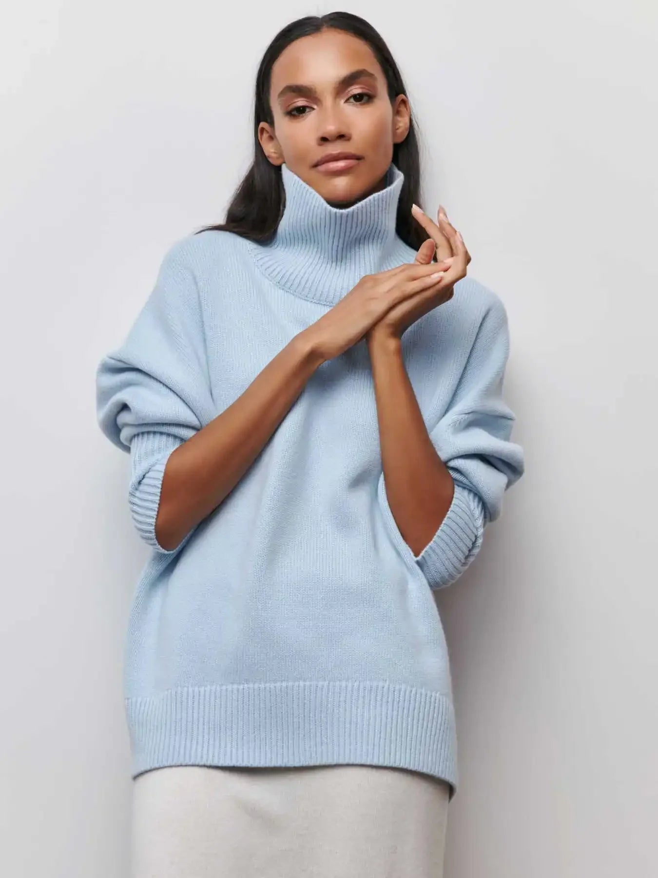 Autumn Women Turtleneck Sweater Oversized Elegant Thick