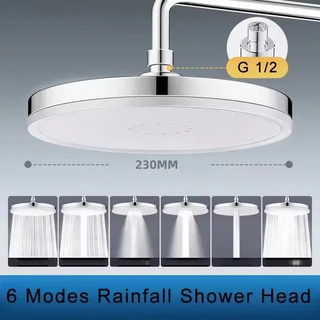 230mm Big Panel Showerhead 6 Mode Supercharge Rainfall Shower