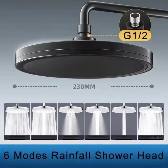 230mm Big Panel Showerhead 6 Mode Supercharge Rainfall Shower
