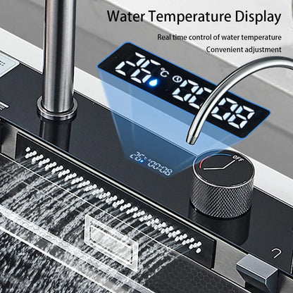 Multifunctional Kitchen Waterfall Sink Digital Display