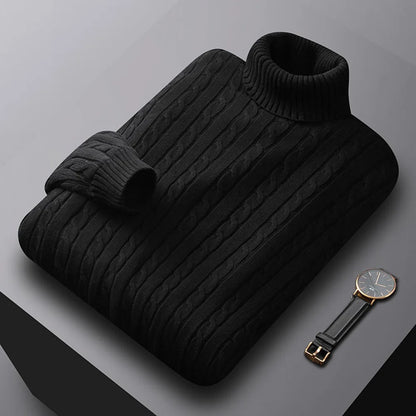 Men's Turtleneck Sweater Solid Color High Neck Pullover