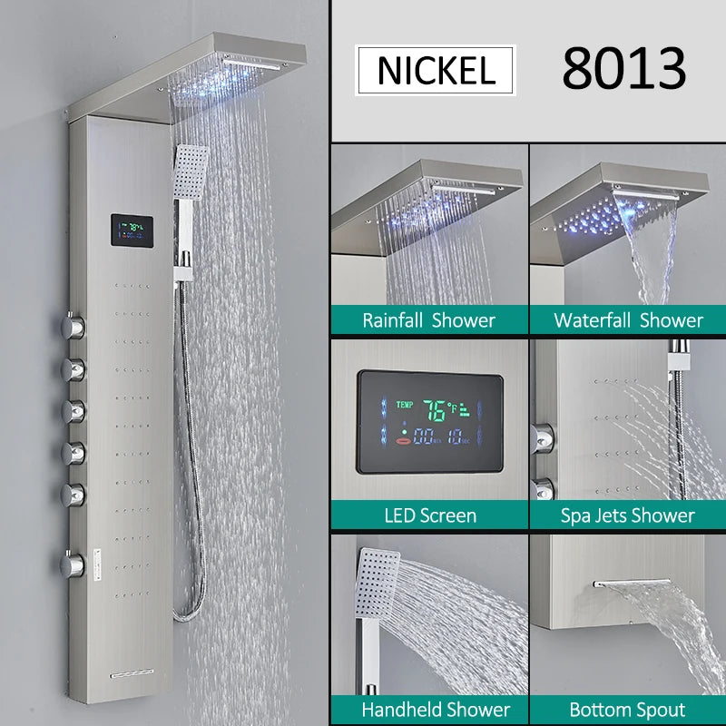 LED Shower Panel Tower System Rain Waterfall