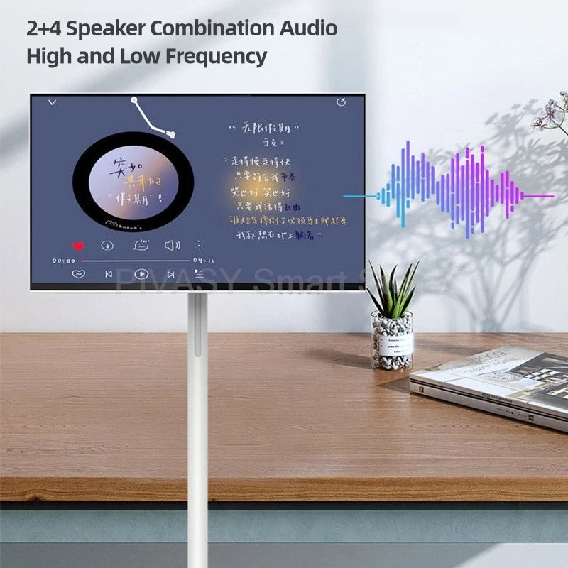 Touch Screen 32 Inch Android Smart TV Stand 10000mAH High-Battery