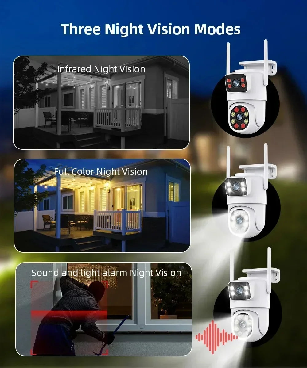 8MP Dual Lens 4K Wireless WiFi Security Camera PTZ Outdoor with AI Auto Tracking Two-Way Audio Support for Home Monitoring