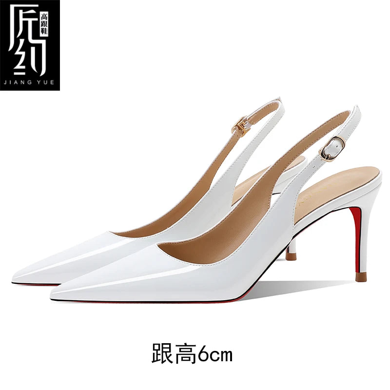 Women Heeled sandals Red Shiny Bottoms Naked color luxury Brand