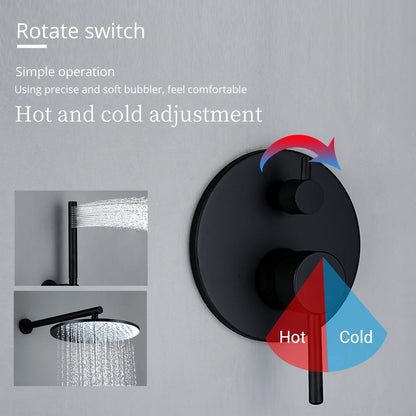 Black Shower System Set Bathroom Faucet Mixer Diverter