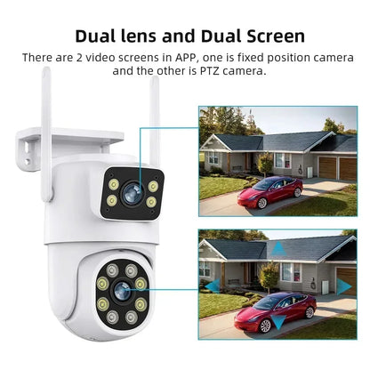 8MP Dual Lens 4K Wireless WiFi Security Camera PTZ Outdoor with AI Auto Tracking Two-Way Audio Support for Home Monitoring