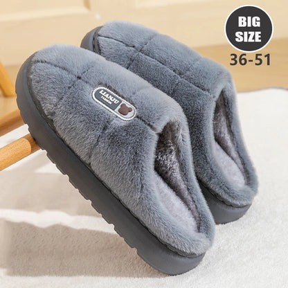 Big Size 50 51 Winter Slippers Women Men Thick