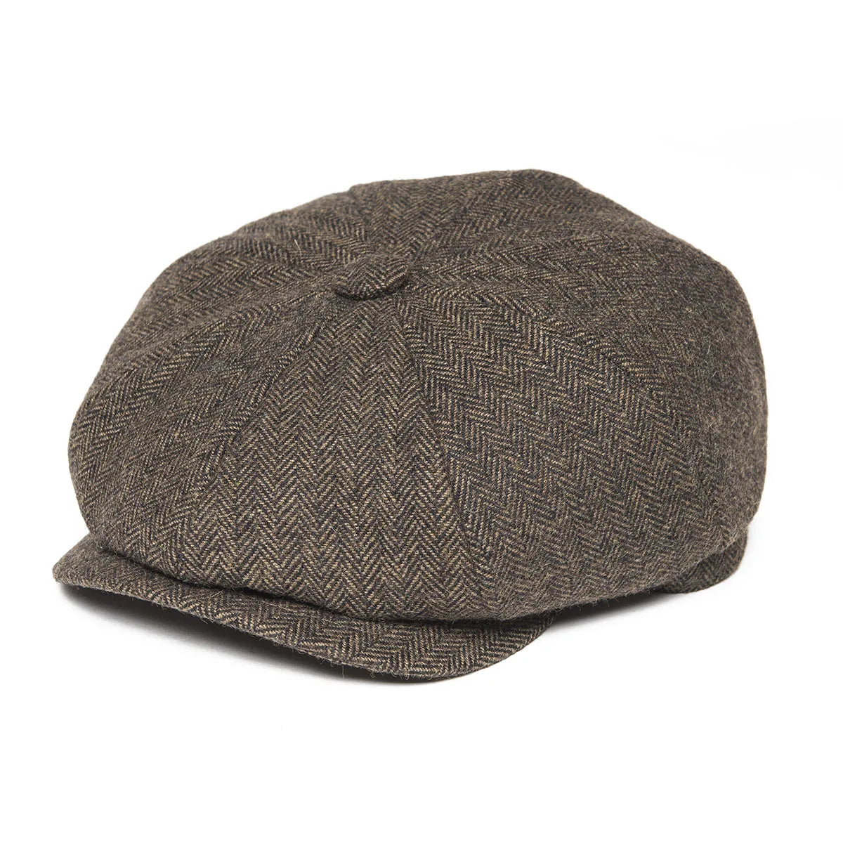 Wool Tweed Newsboy Cap Herringbone